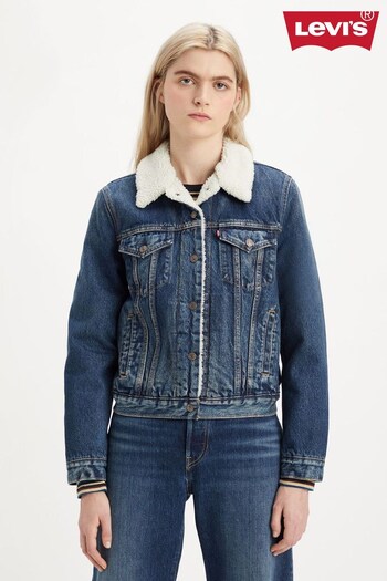 Levi's® Blue 100% Cotton Original Sherpa Trucker Flat Finish Jacket (AT0171) | £120