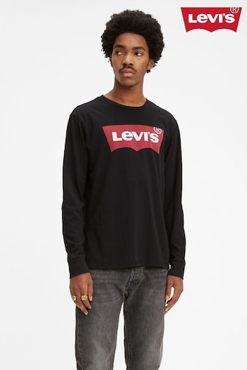 Levi's® Black 100% Cotton Long Sleeve Standard Graphic T-Shirt (AT0325) | £35