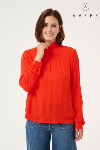 Kaffe Red KAtrine Smock Neck Casual Fit Blouse (AT0771) | £40