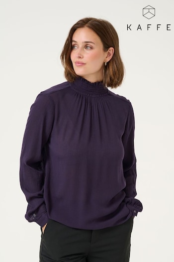 Kaffe Purple KAtrine Smock Neck Casual Fit Blouse (AT0774) | £40