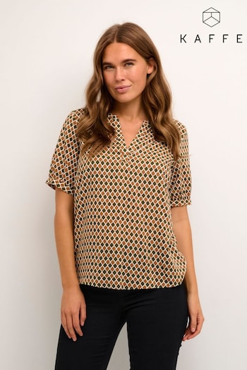 Kaffe Kasally Short Sleeve Brown Blouse (AT0787) | £40