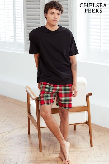 Chelsea Peers Red Organic Cotton Brushed Check Short Pyjamas Set (AT1052) | £50