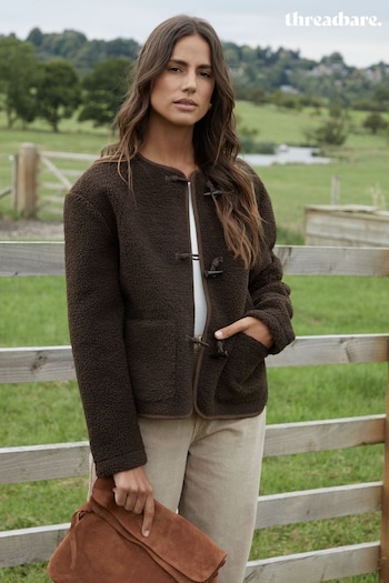 Threadbare Brown Borg Fleece Toggle Jacket (AT1136) | £36