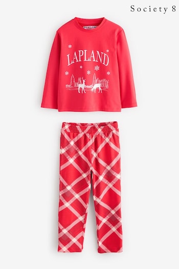 Society 8 Red Girls Lapland Check Christmas Pyjamas (AT1161) | £20