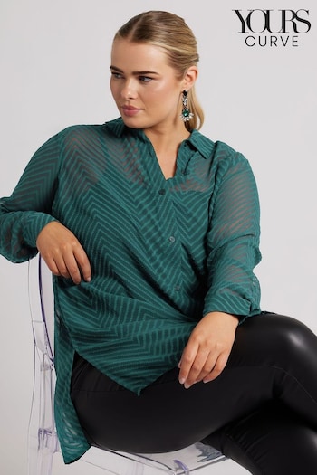 Yours Curve Green Chevron Burnout Shirt (AT1263) | £39