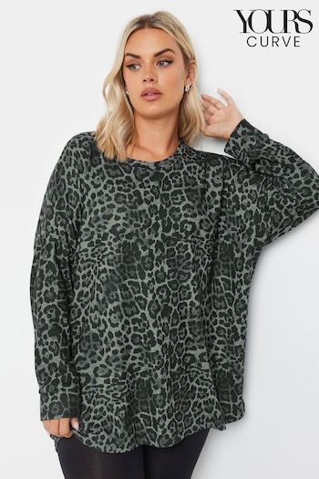 Yours Curve Grey Leopard Lounge Jumper (AT1287) | £32