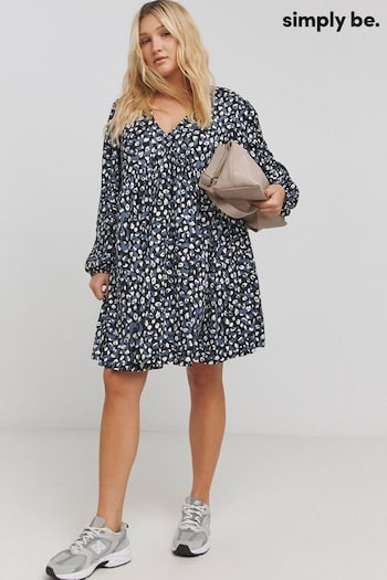 Simply Be Black Supersoft Boat Neck Smock Dress (AT1346) | £29