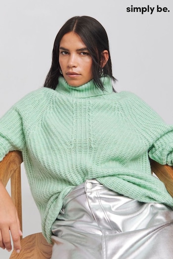 Simply Be Green Roll Neck Longline Jumper (AT1366) | £35