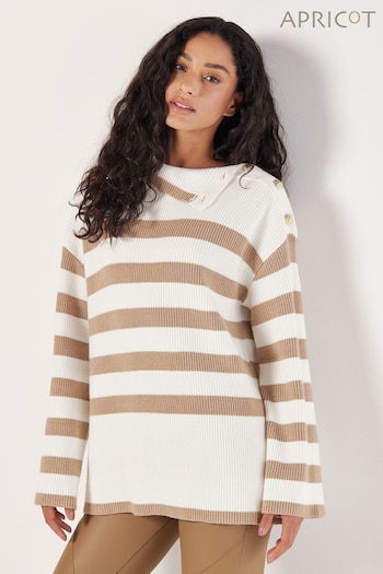 Apricot Natural Strip Metal Button Shoulder Jumper (AT1421) | £39