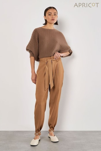 Apricot Brown Paperbag Twill Trousers (AT1424) | £35