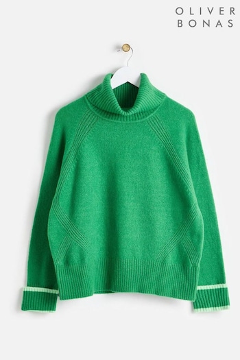 Oliver Bonas Green Roll Neck Knitted Jumper (AT1618) | £0