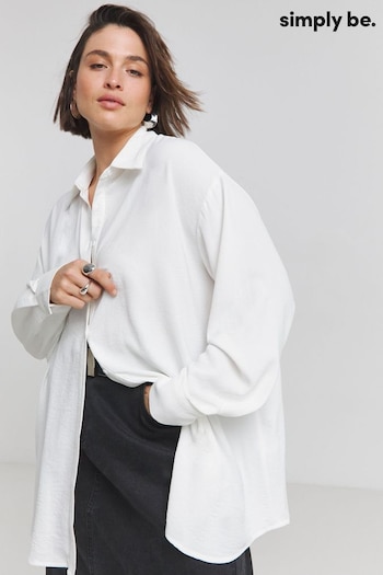 Simply Be White Oversized Textured Shirt (AT1658) | £28