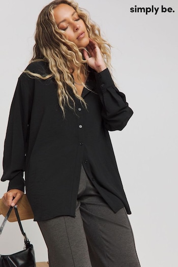 Simply Be Black Oversized Textured Shirt (AT1667) | £28