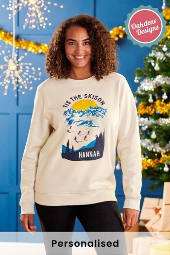 Oakdene Womens Personalised Tis The Skison White Christmas White Jumper (AT2102) | £30