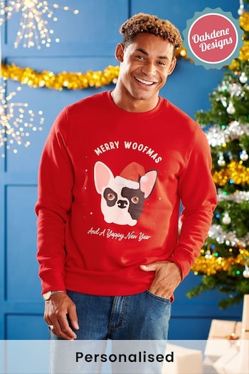 Oakdene Mens Red Personalised Red Dog Breed Christmas Jumper (AT2104) | £30