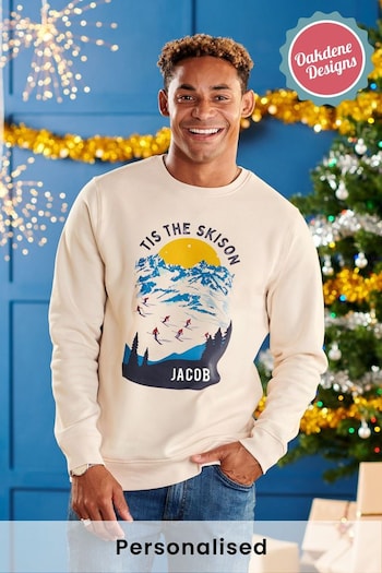 Oakdene Mens Personalised Tis The Skison White Christmas Jumper (AT2107) | £30