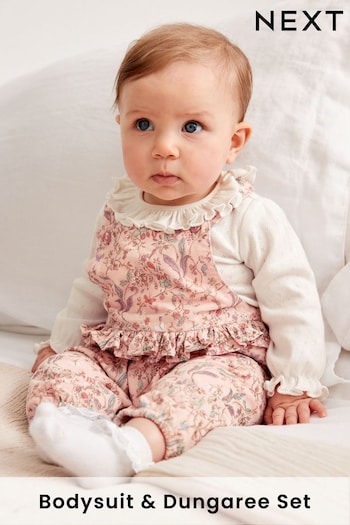 Pale Pink Baby Dungaree and Bodysuit (0mths-3yrs) (AT2130) | £19 - £21