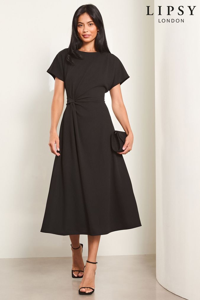Simple black midi dress cheap