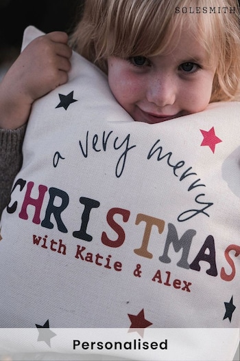 Colourful Christmas Personalised Cushion by Solesmith (AT2162) | £32