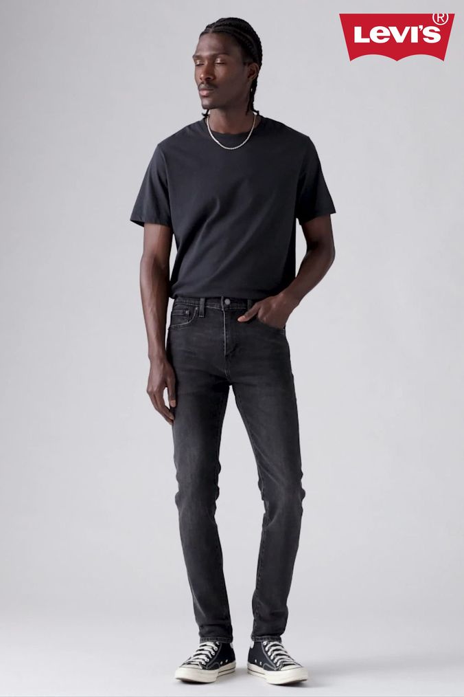 Mens levi's black skinny jeans sales
