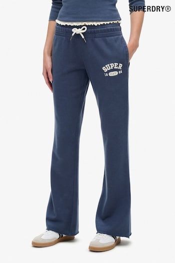 Superdry Blue Athletic Essentials Low Rise Flare 100% Cotton Joggers (AT3160) | £45