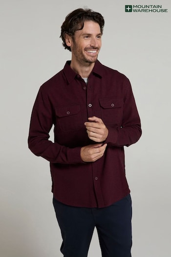 Mountain Warehouse Dark Purple Mens Trace Flannel 100% Cotton Long Sleeve Shirt (AT3505) | £24