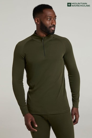 Mountain Warehouse Green Mens Talus Quarter Zip Thermal Top (AT3533) | £20