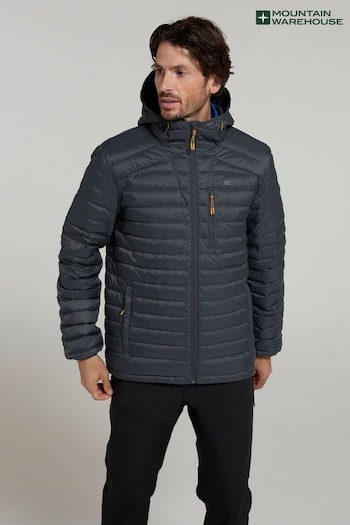 Mountain Warehouse Grey Mens Henry II Extreme Water Resistant Down Padded Jacket (AT3547) | £0