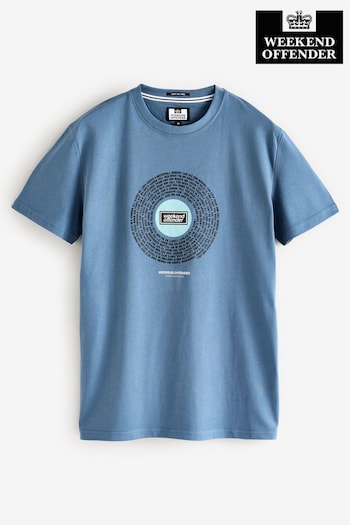 Weekend Offender Mens Blue Supersonic Graphic 100% Cotton T-Shirt (AT3591) | £35