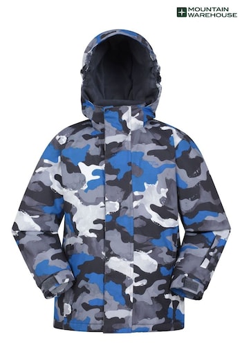 Mountain Warehouse Blue Grey Kids Mogal Printed Fleece Lined Ski Jacket (AT3663) | £48