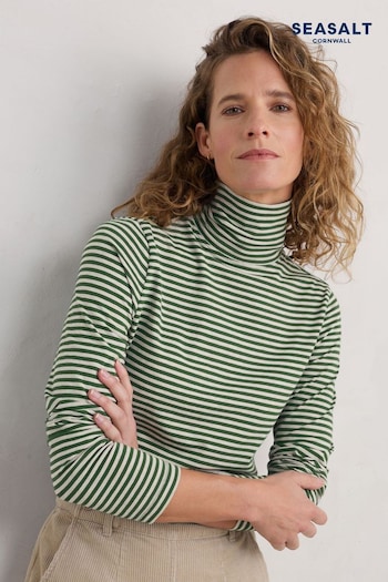 Seasalt Cornwall Green Landing Roll Neck Long Sleeve Top (AT4279) | £30