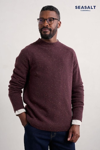 Seasalt Cornwall Purple Mens Fitcher Knitted Jumper (AT4304) | £90