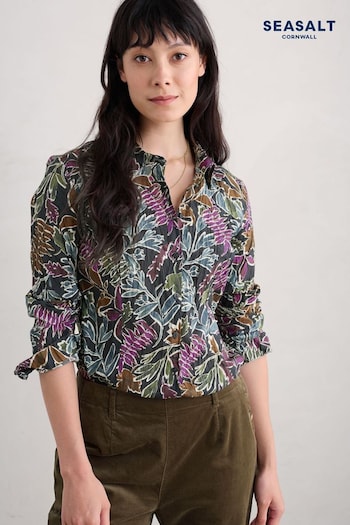 Seasalt Cornwall Black Multi Larissa 100% Cotton Shirt (AT4377) | £46