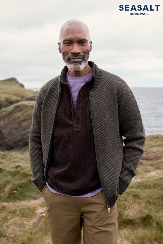 Buy Men s Cardigans Crew Neck Brown Casual Online Next UK