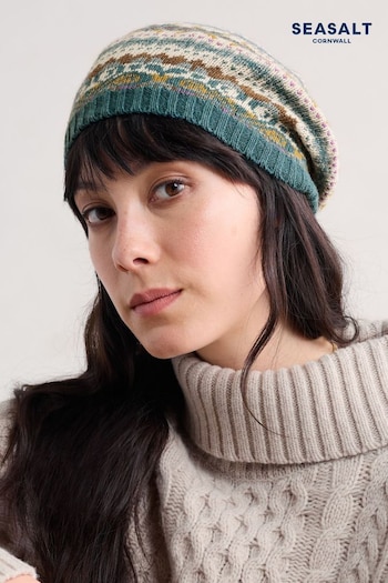 Seasalt Cornwall Black Multi Bramble Jelly Fairisle Pattern Beret (AT4400) | £30