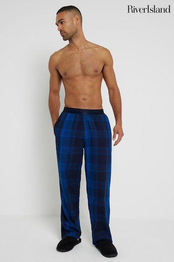 River Island Blue Woven Check Pyjamas Trousers (AT4594) | £18