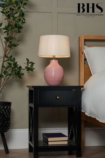 BHS Pink Nena Embossed Ceramic Table Lamp (AT5604) | £30