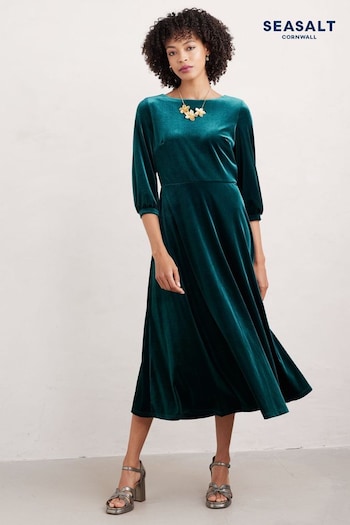 Seasalt Cornwall Blue Oak Cottage Velvet Dress (AT5790) | £86