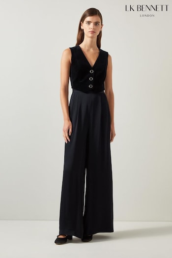 LK Bennett Black Carine Waistcoat Culotte Jumpsuit (AT6018) | £349