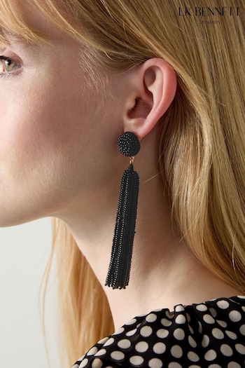 LK Bennett Natural Estel Tassel Bead Drop Earrings (AT6026) | £39