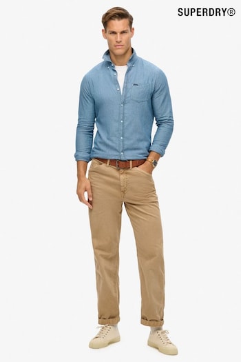 Superdry Blue 100% Cotton Long Sleeve Oxford Shirt (AT6172) | £45