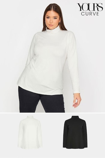 Yours Curve Natural Long Sleeve Turtle Neck Tops 2 Pack (AT6290) | £29