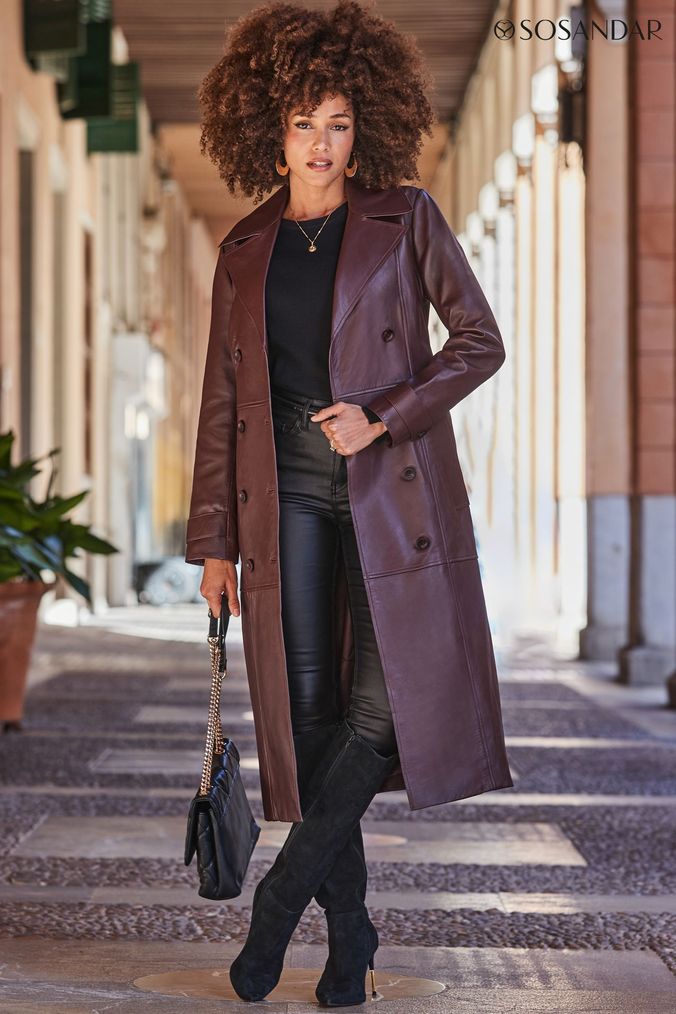Women s Long Leather Coats Jackets Next Official Site