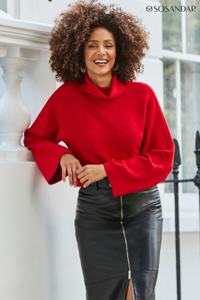 Red turtleneck knit online