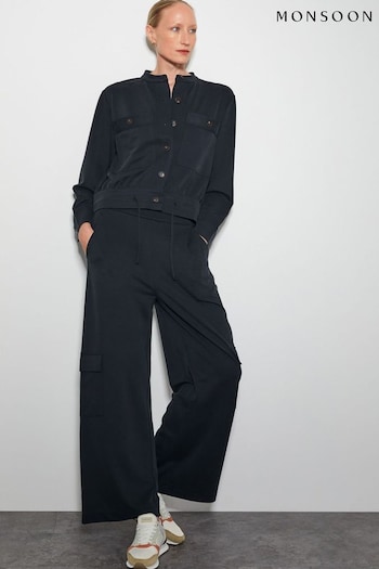 Monsoon Grey Una Wide Leg Utility Trousers (AT6973) | £65