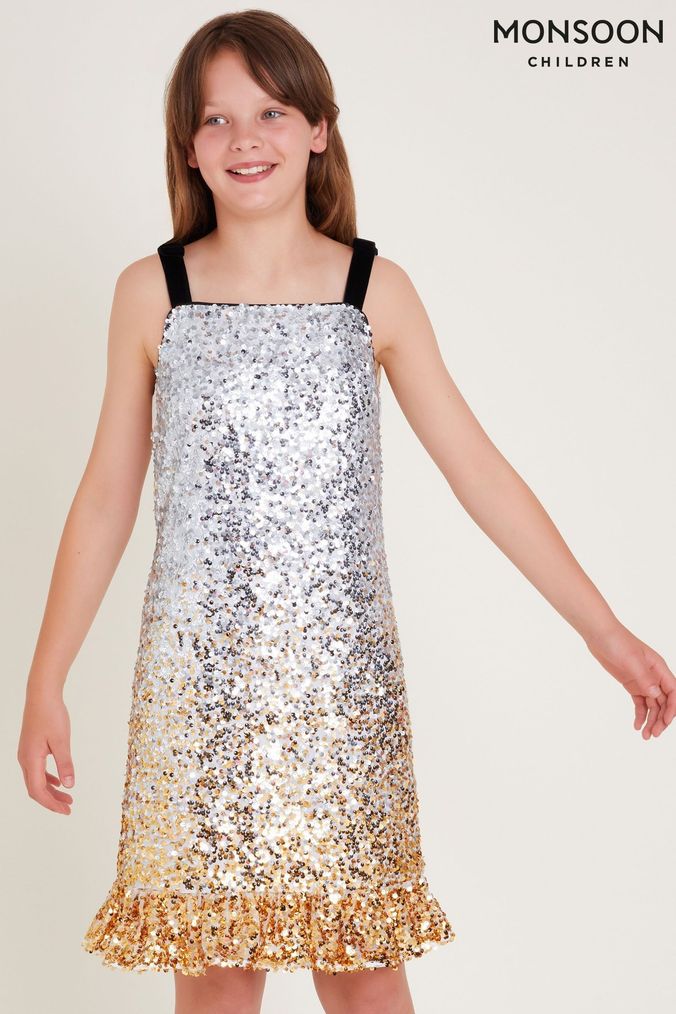 Buy Girls Silver Sequin Dresses Online Next UK