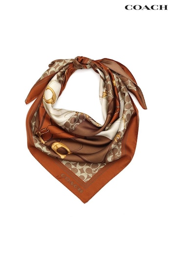 COACH Orange Tabby Printed Silk Square Scarf (AT7306) | £95