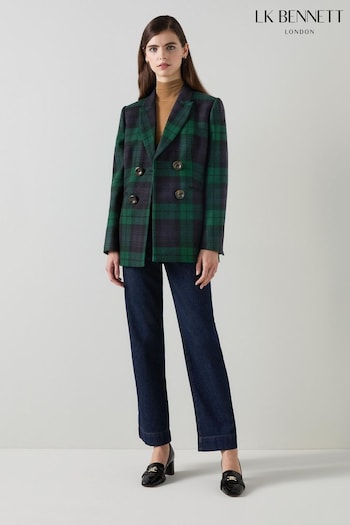 LK Bennett Blue Mariner Blackwatch Tartan Tailored Jacket (AT7361) | £359