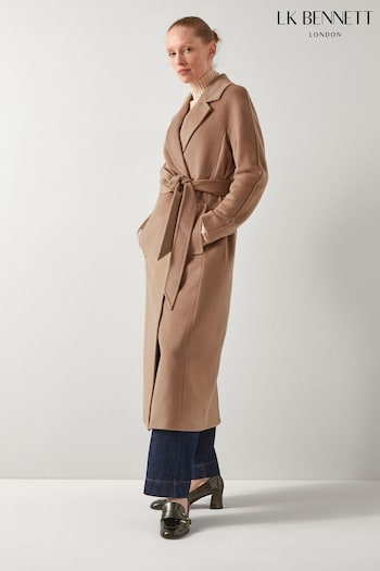 LK Bennett Brown Frances Camel Maxi Wool Coat (AT7376) | £499