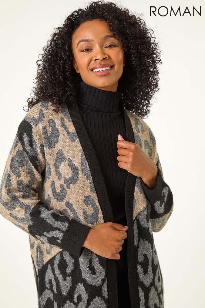 Buy Women s Animal Print Cardigans Black Online Next UK
